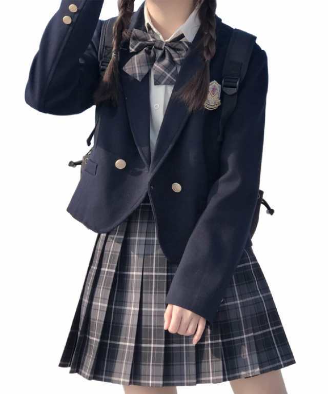 ?] 女子高生 制服 学生服 JK制服 女子高生 高校制服 5点セット リボン ブレザー チェック スカート セットアップ 可愛い コスチューム お揃い 卒業式スーツ ハロウィン コスプレ