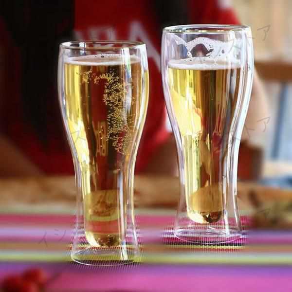 ビールグラス グラス 酒器 ビール コップ 食器 カトラリ ダブルウォールグラス お洒落な プレゼント 来客用 耐熱 保温 保冷 2個セット