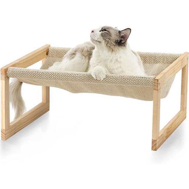送料無料 猫 ベッド ハンモック 木製 猫ベッド キャットベッド 猫用ハンモック ペット ネコ ペットハンモック ペット用 自立 スタンド 据え置き 置き型 1色