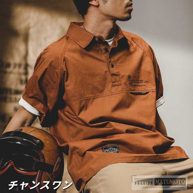 カプリシャツ メンズ シャツ 半袖シャツ トップス メンズ シャツ ブラック グレー オレンジ お兄系 秋 春